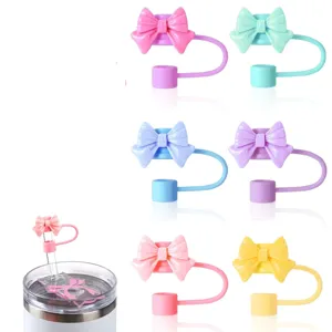 Couvercle de paille en silicone nœud 10mm bouchon anti-poussière topper décoratif.