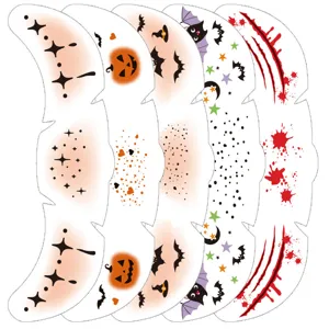 Halloween face temporary tattoos waterproof spooky makeup stickers cute pumpkin bat