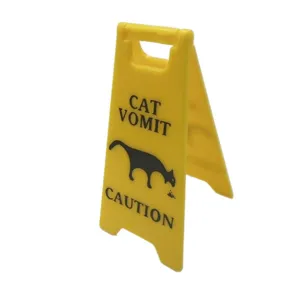 Mini cartello di avvertimento vomito di gatto novità scrivania divertente pavimento.