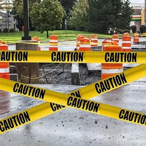 Yellow warning tape CAUTION safety barrier tape for construction site Halloween decor