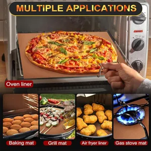 Detailansicht der Antihaft-Grillmatte für hohe Temperaturen beim Kochen in verschiedenen Geräten.
