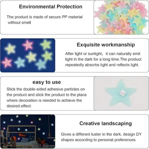 Stickers muraux etoiles lumineuses 3D pour decoration de chambre, fluorescent en plastique.