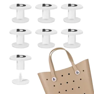 Replacement buttons for EVA beach bags, white plastic snap rivets with letter design for bags.