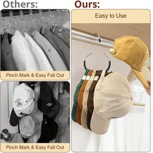 Baseball cap organizer hat hanger metal hook for closet storage, keeps caps clean and neat.