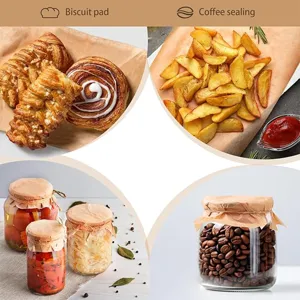 Disposable greaseproof kraft paper pads for food packaging, baking, and frying oil absorption.