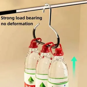 Detail view of metal S-shaped hat hook, showing strong load-bearing capacity and durability.