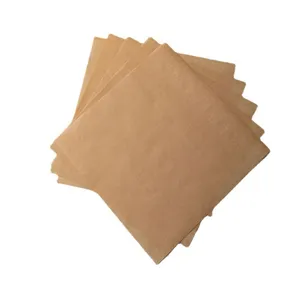 Disposable thickened brown kraft paper greaseproof sheets for food packaging and fast food trays.