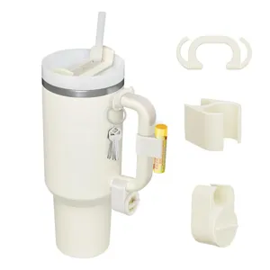 Tumbler Accessories Set For Large Capacity Cup Silicone Plastic Handle Charm Straw Cover Lip Balm Holder Key Ring