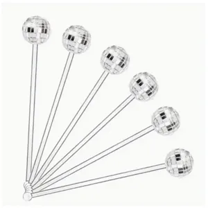 Discobal cocktail roerstaafjes, doorzichtige acryl roerstaafjes voor drankjes, 6 st