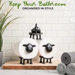 Porte papier toilette mouton noir créatif, support de rangement drôle pour rouleau de papier WC.