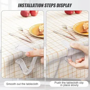 Clips transparentes para mantel de plástico, pinzas prácticas para mesa de cocina.