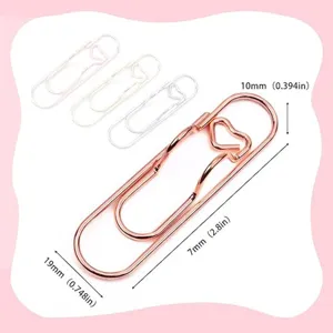 Metal heart paper clip bookmark planner pen holder rose gold silver cute stationery accessory