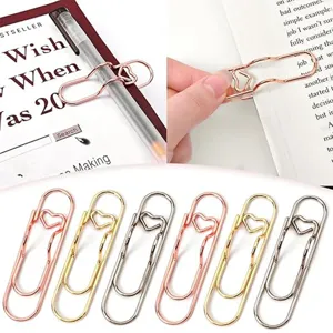 Creative Metal Heart Shape Pen Clip Paperclip Bookmarker Writing Holder Stationery For Office School