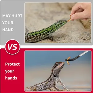 Stainless steel reptile feeding tweezers straight head long pet food clip for lizard feeding