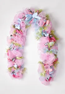 Ostern Netzgirlande rosa blaue Kranz DIY Party Dekoration hängende Blumen Girlande