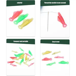 Mini enhebrador de agujas de pez para maquina de coser, practico set de plastico colorido.