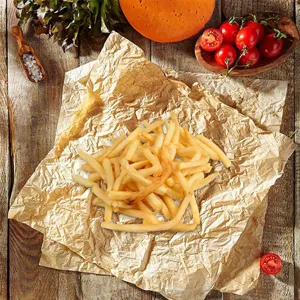 Rechteckiges Backpapier und Fettpapier fur Pommes Frites Unterlage und Grillen Detailansicht.