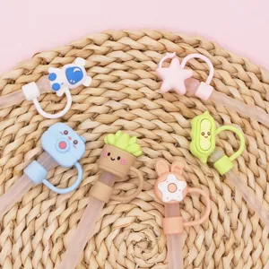 Süße PVC Strohhalm Abdeckungen für 8-10mm Strohhalme, umweltfreundliche Cartoon Kappe.
