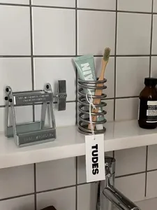 Moderno portacepillos de dientes de metal espiral portalápices organizador para baño