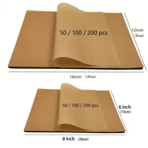 Rechteckiges Backpapier, fettdichtes Pergamentpapier zum Backen und Grillen in verschiedenen Größen.