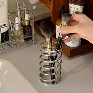 Portacepillos de dientes de metal organizador de escritorio soporte para brochas de maquillaje