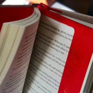 Creative red zipper bookmark for student reading, cute book page marker and notebook memo clip.