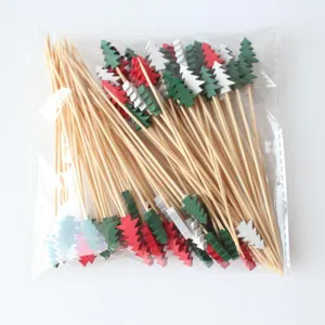 Stuzzicadenti decorativi per cocktail albero di Natale, spiedini di frutta colorati.
