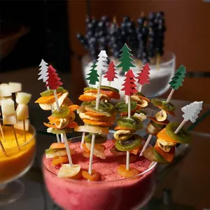 Stecchini per frutta albero di natale, spiedini cocktail in legno colorati per feste e party