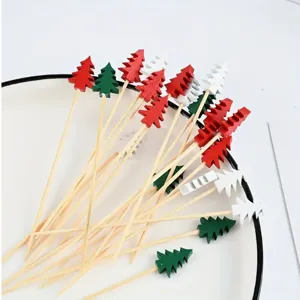 Stecchini per Frutta Albero di Natale Bastoncini da Cocktail in Bambù Stuzzicadenti Colorati per Festa Decorazione per Dolci Festivi