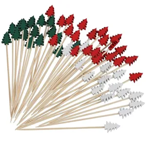 Stuzzicadenti da cocktail in legno albero di natale spiedini di frutta decorativi