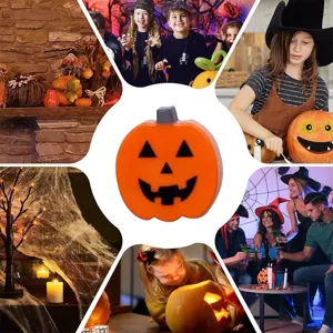 Halloween pumpkin door knob cover detail showing orange festive design and fun spooky party scenes.
