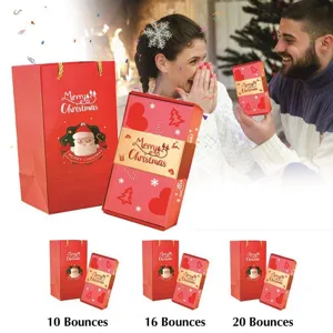 Christmas surprise bounce gift box and paper bag set for holiday party celebration.