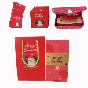 Christmas surprise bounce gift box set red paper bags holiday party packing cute design