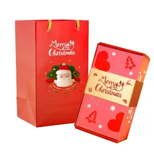 Christmas gift bag and surprise jumping box set, romantic paper packaging for holiday gifts.