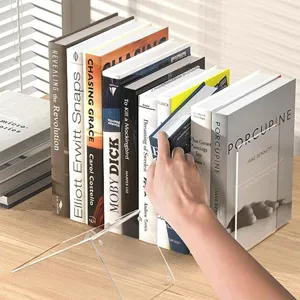 Fermalibri e supporto di lettura trasparente in acrilico per organizzazione della scrivania.