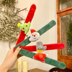 Bracelet Slap de Noël Enfants Cartoon Peluche Père Noël Elque Arbre Fête Enfant Jouet de Poignet