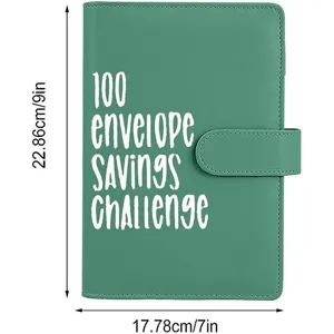 Ντοσιε προκλησης 100 φακελων πρασινο PU δερμα budget planner και βιβλιο αποταμιευσης