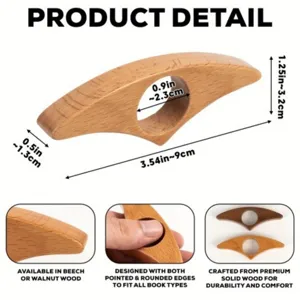 Wooden thumb bookmark page holder ergonomic reading accessory wooden page opener tool