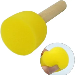 Pinceau eponge champignon avec manche en bois pour peinture DIY et education des enfants.