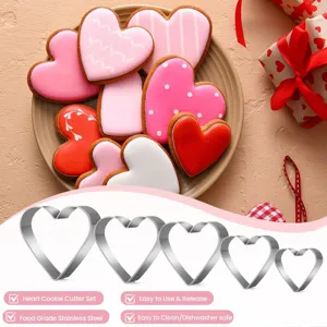 Stainless steel heart cookie cutter set 5 pieces metal pastry baking mold for delicious biscuits