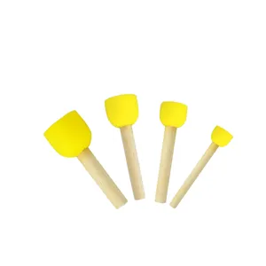 Tampons éponge champignons pour peinture DIY enfants, manches en bois, quatre tailles.