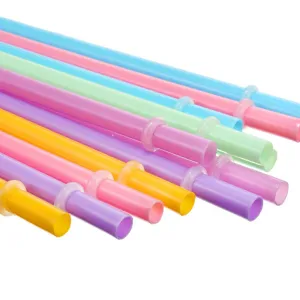 Pajitas de plástico duro de colores con hebilla de anillo pajitas reutilizables juego.