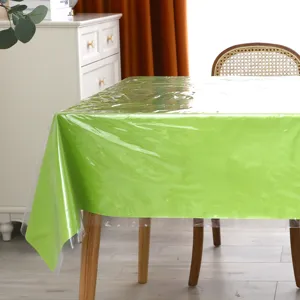 Nappe de table transparente en PVC vert vif impermeable anti huile pour table a manger