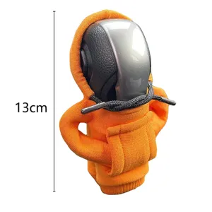 Divertida mini sudadera con capucha para pomo de cambio, decoración interior de coche, naranja, 13cm