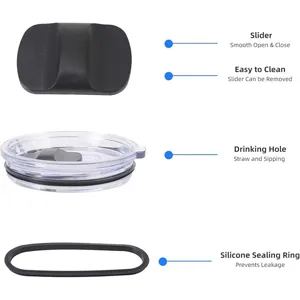 Coperchio di Ricambio con Cursore Magnetico per Bicchiere in Acciaio Inossidabile Coperchio Trasparente in Plastica a Prova di Perdite