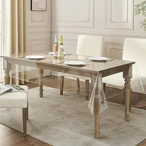 Nappe en PVC transparente imperméable anti-huile essuyable protecteur de table de salle à manger.