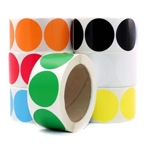 Detail des rouleaux d'etiquettes a points colores, autocollants en papier pour marquage DIY