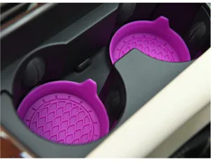 Purple silicone car cup holder coasters anti-slip anti-overflow interior mats for auto cup slots
