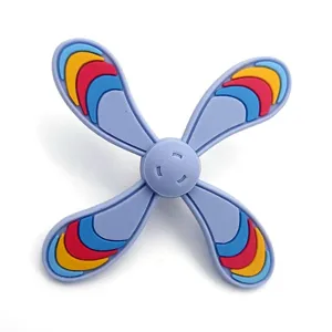 Cute rotating windmill shoe charm for EVA hole shoes and bags, colorful silicone accessory.