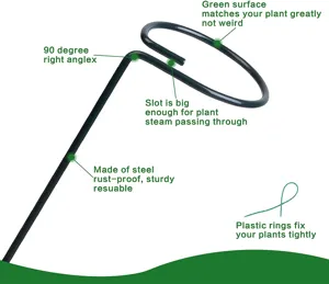Metal plant support stake garden green plant climbing bracket heavy duty rustproof plant rod